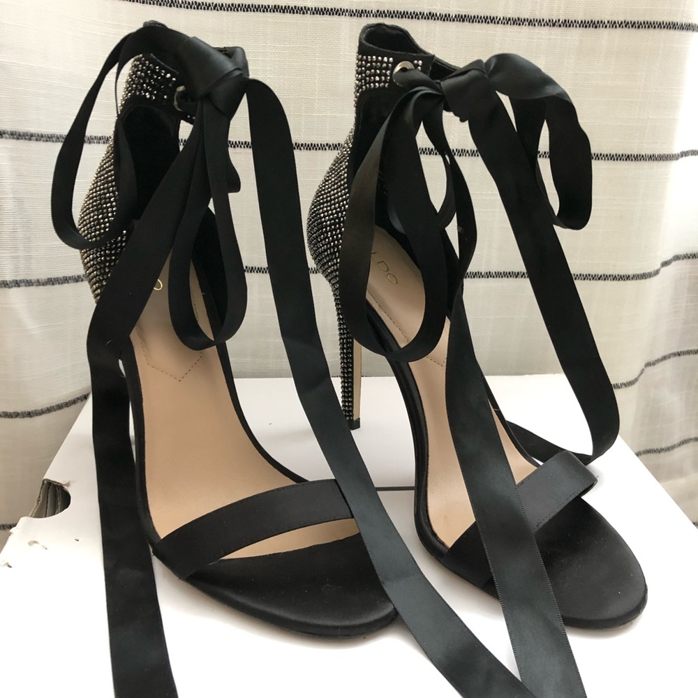 Aldo Rhinestone Ribbon Tie Stilettos - Picture 6 of 8